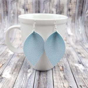 Tiffany Blue pearl Faux Leather Earrings!